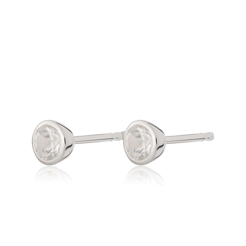 4mm White Topaz Stud Earrings in Sterling Silver