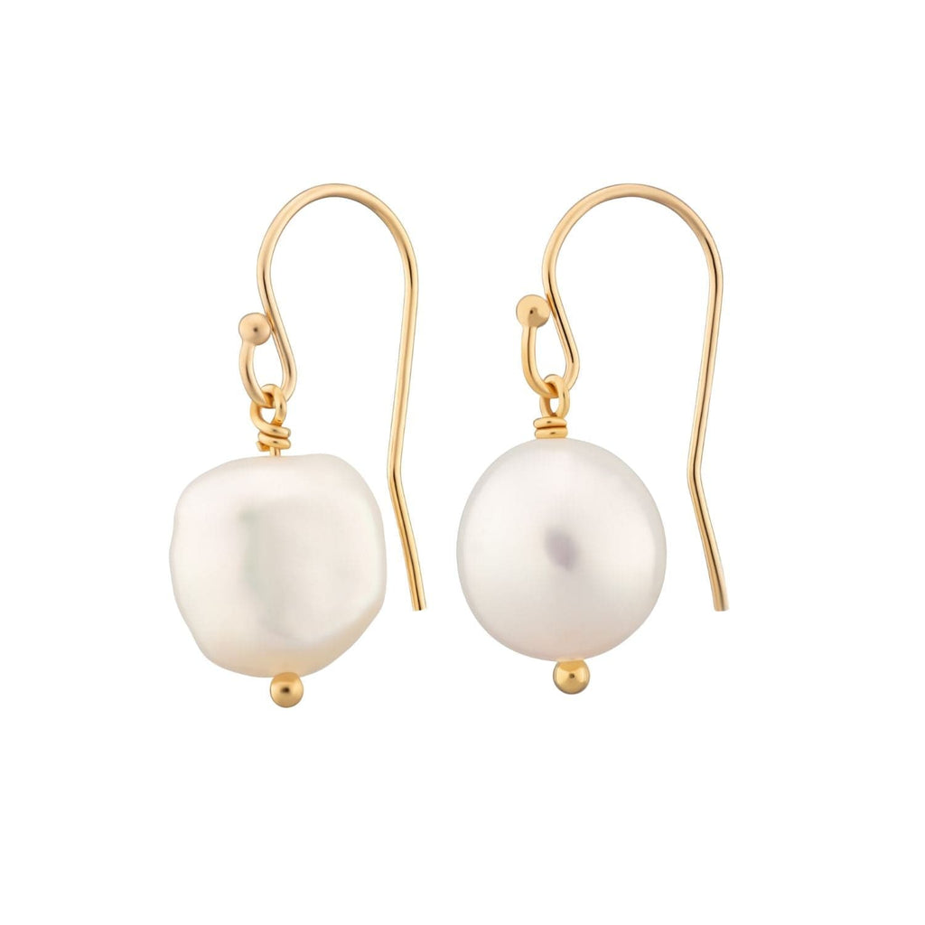 18ct Gold Plated Sterling Silver Baroque Pearl Hook Earrings