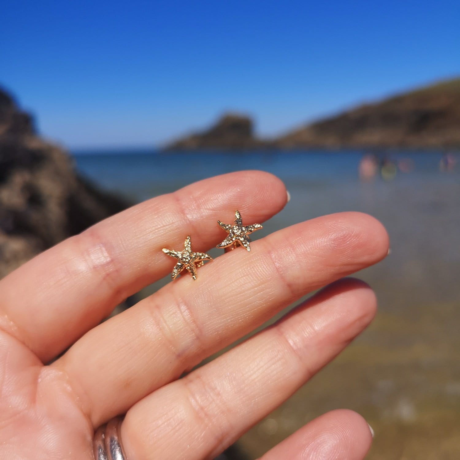 18ct Gold Plated Sterling Silver Starfish Stud Earrings 9x9mm