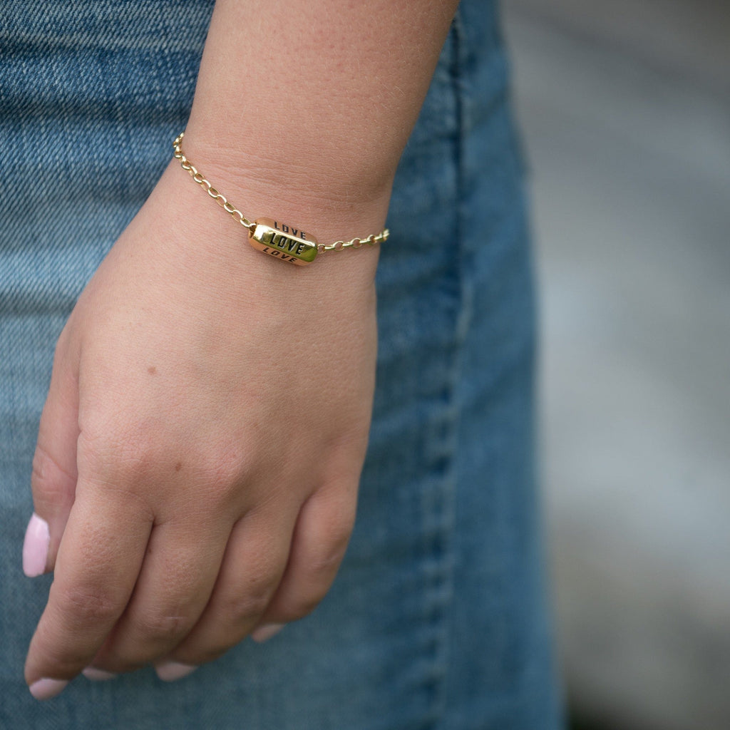 Sterling Silver Love Spinner Bracelet with Black Enamel Charm