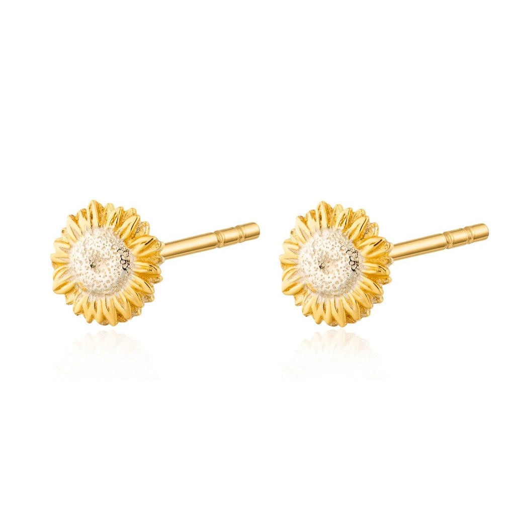 Sterling Silver Two-Toned Sunflower Stud Earrings with 18ct Gold Plating