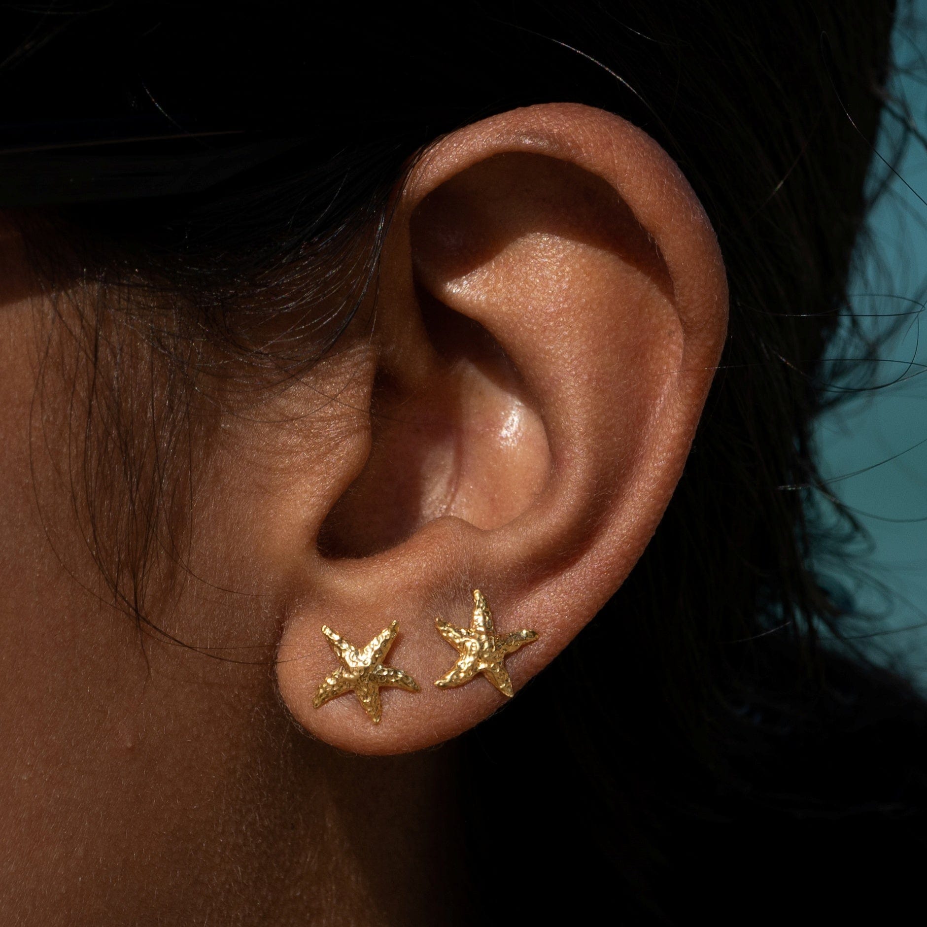 18ct Gold Plated Sterling Silver Starfish Stud Earrings 9x9mm