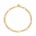 18ct Gold Plated Sterling Silver Figaro Link Charm Bracelet