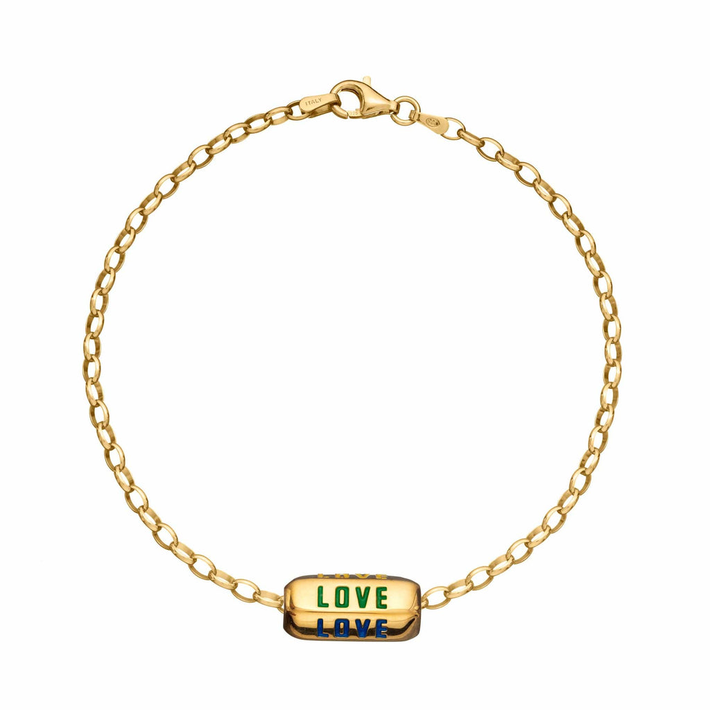 18ct Gold Plated Sterling Silver Enamel Love Spinner Bracelet