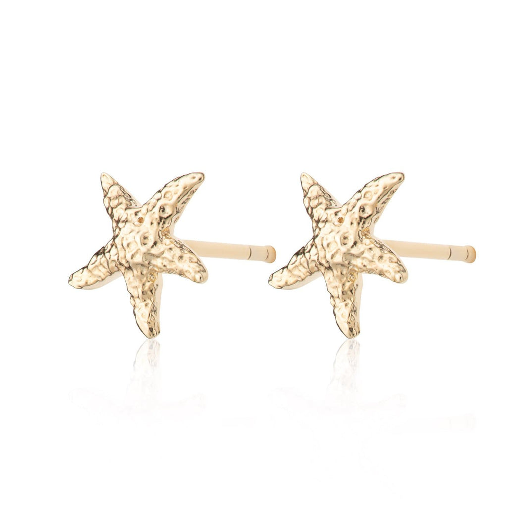 18ct Gold Plated Sterling Silver Starfish Stud Earrings 9x9mm