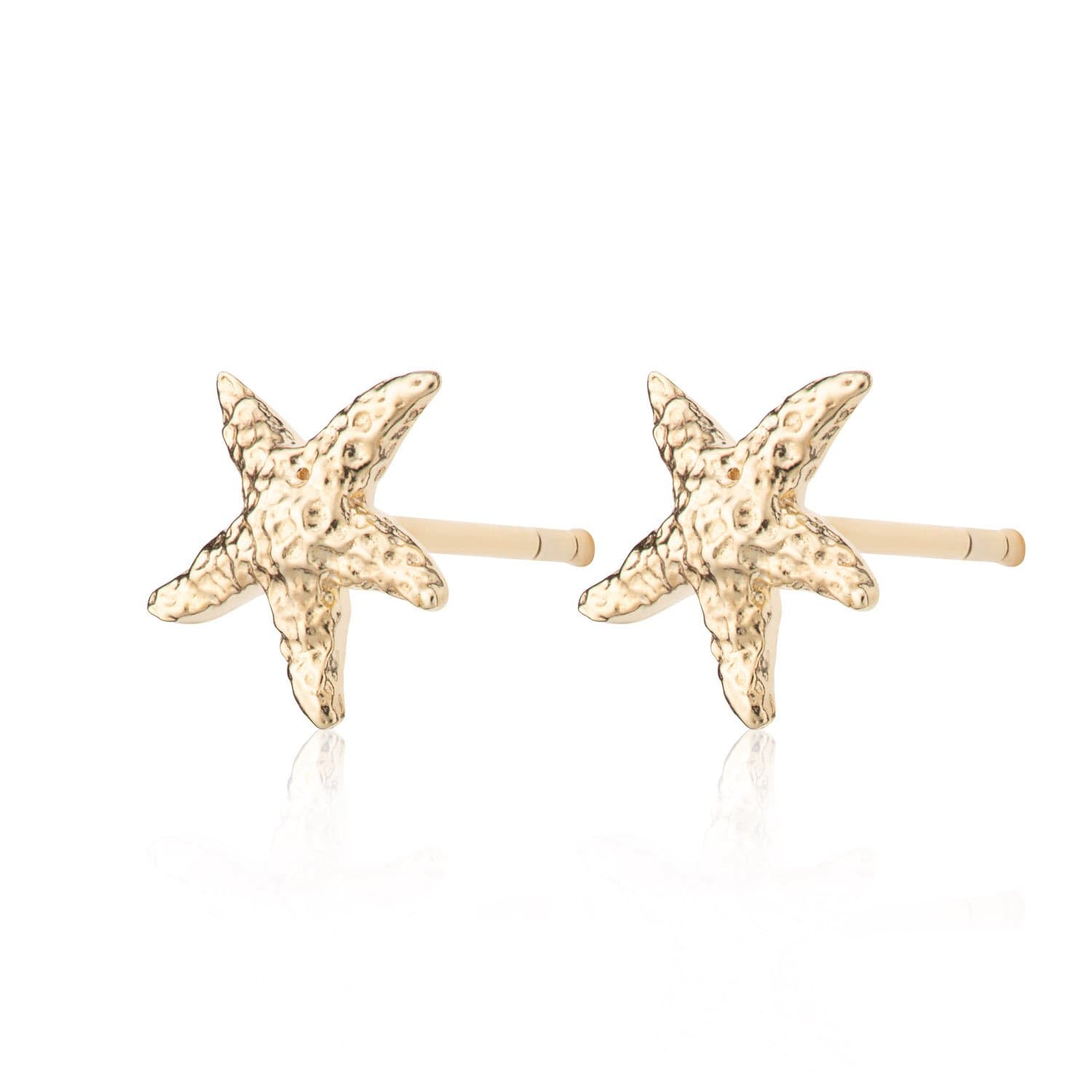 18ct Gold Plated Sterling Silver Starfish Stud Earrings 9x9mm