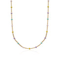 Gold Rainbow Bead Necklace in Sterling Silver