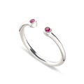 925 Sterling Silver Adjustable Ring with Two Ruby Stones