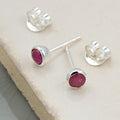 Natural Ruby Earrings with 925 Sterling Silver Studs