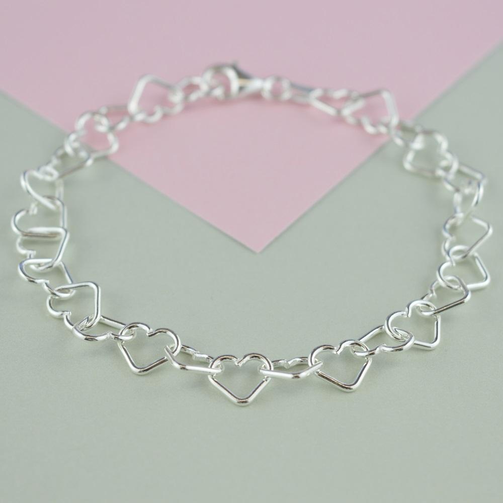 925 Sterling Silver Children’s Heart Link Bracelet