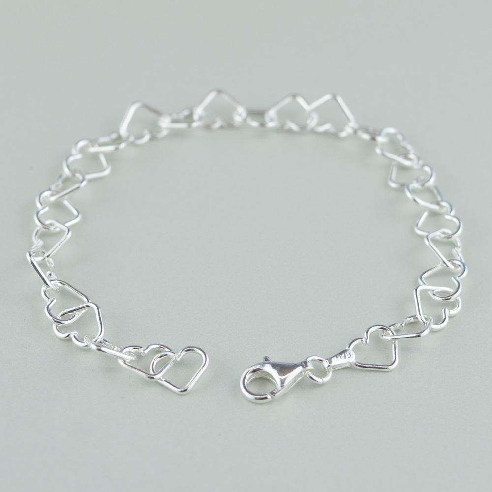925 Sterling Silver Children’s Heart Link Bracelet