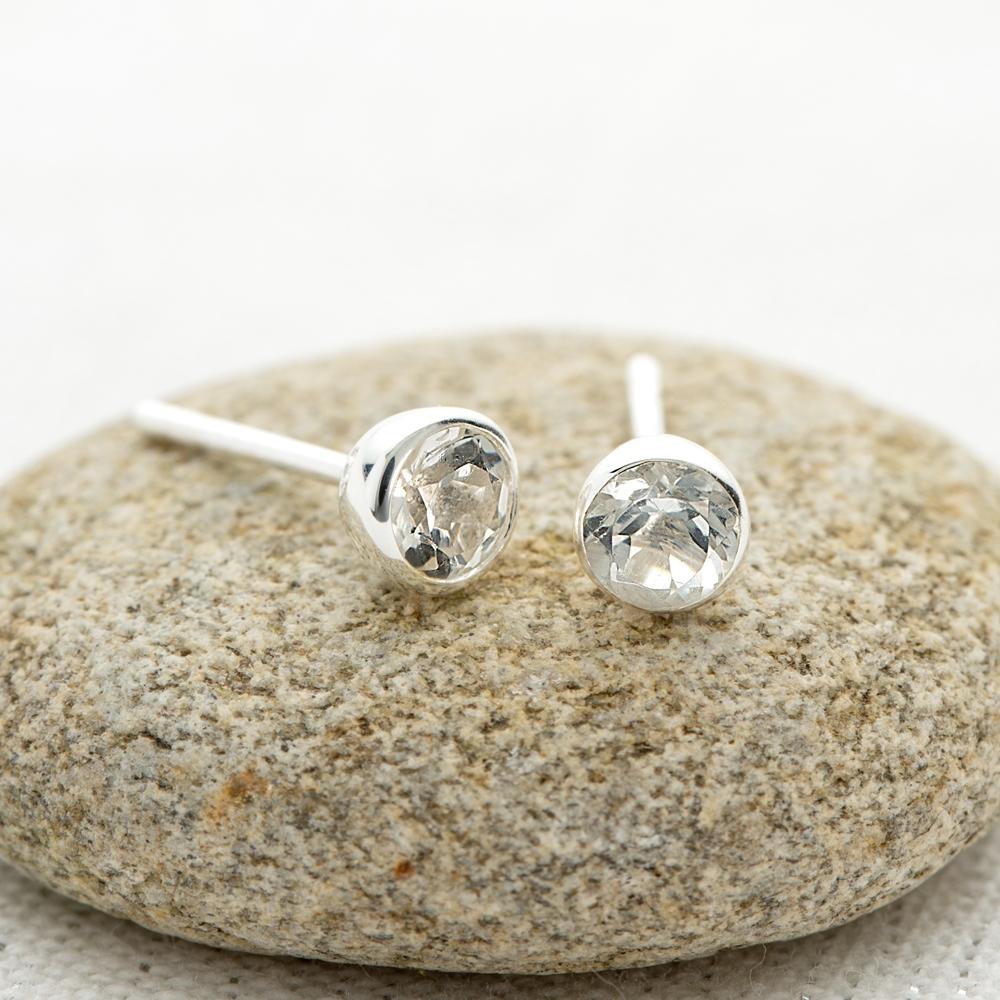 4mm White Topaz Stud Earrings in Sterling Silver