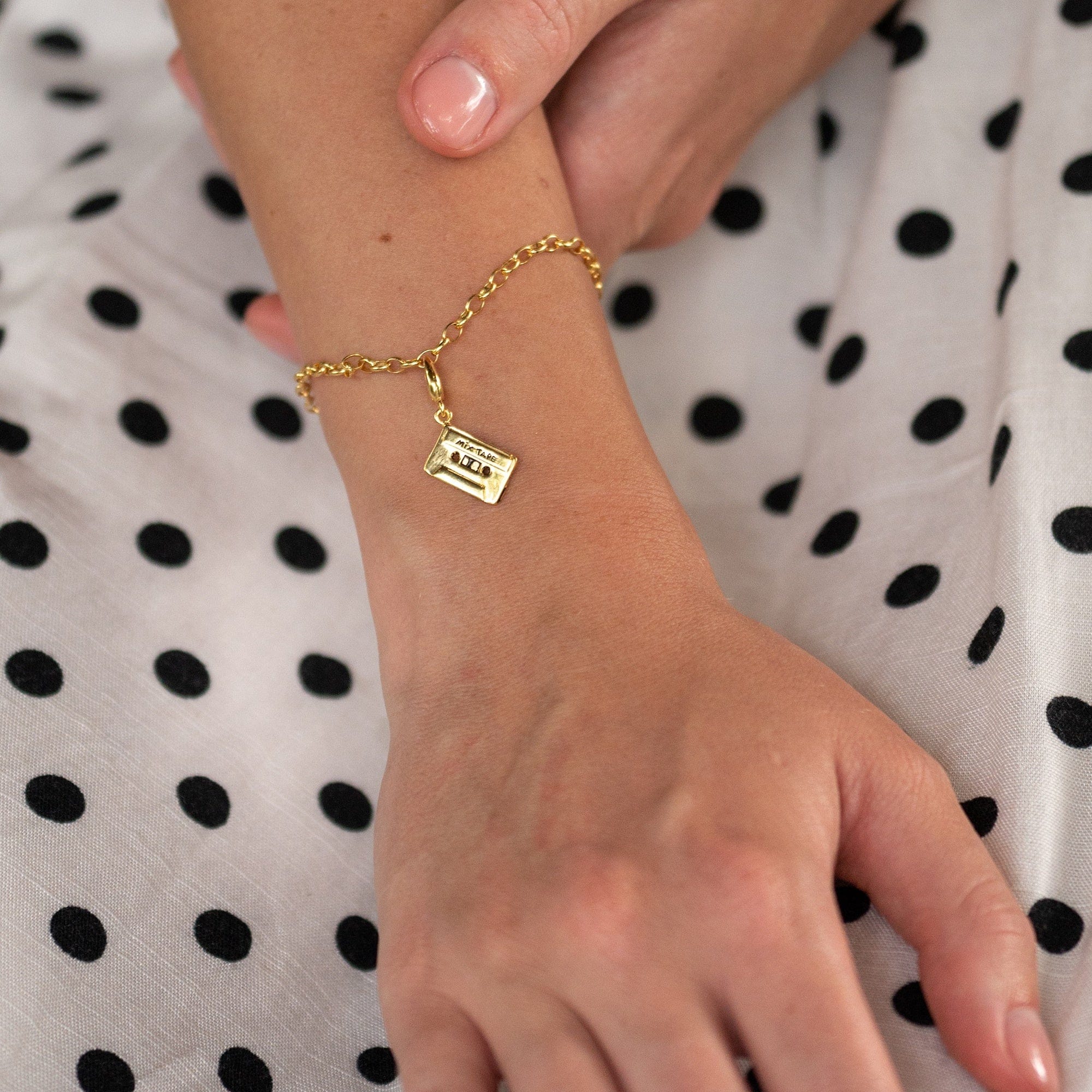 18ct Gold Plated Sterling Silver Cassette Tape Charm