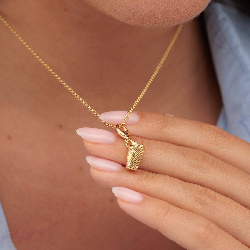 18ct Gold Plated Sterling Silver Coffee Cup Charm Necklace