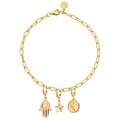 Gold-Plated Sterling Silver Charm Bracelet with Clip-On Charms, 20cm Adjustable