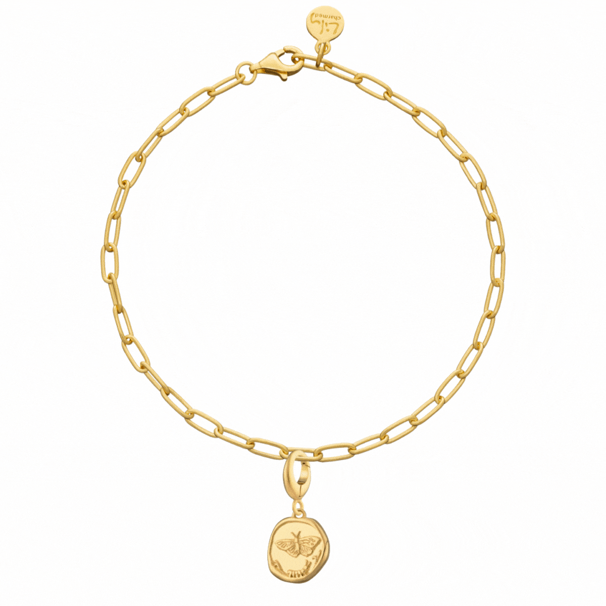 Sterling Silver Gold-Plated Charm Bracelet with Engraving Option