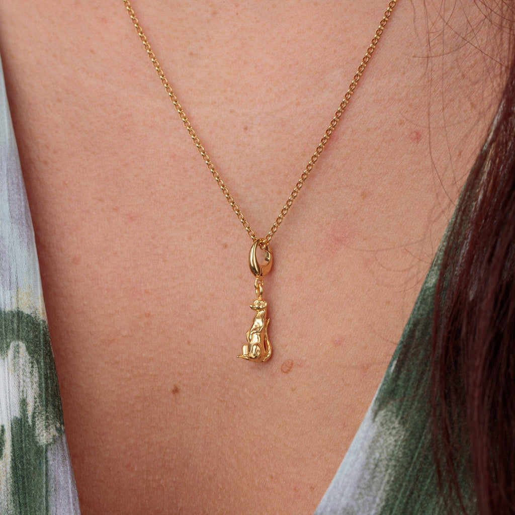 Collier pendentif suricate en argent sterling plaqué or