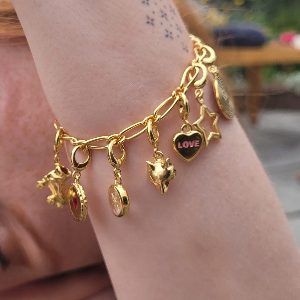 18ct Gold Plated Sterling Silver Charm Collector Bracelet
