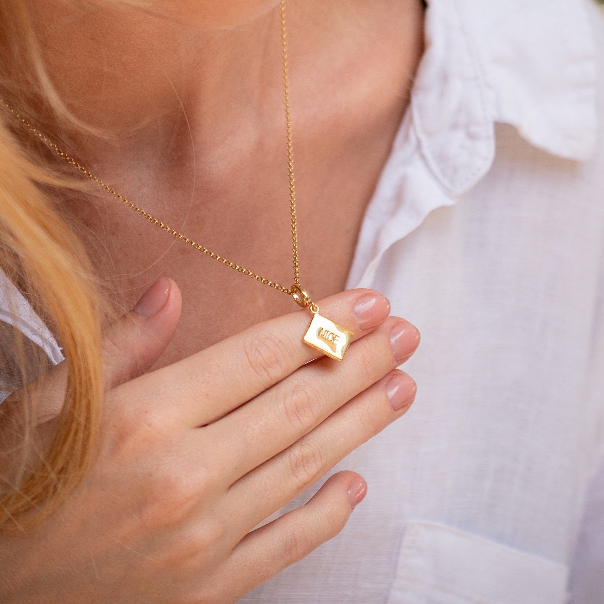 Sterling Silver Gold-Plated Biscuit Pendant Necklace