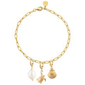 Gold Plated Ocean Oval Link Charm Bracelet