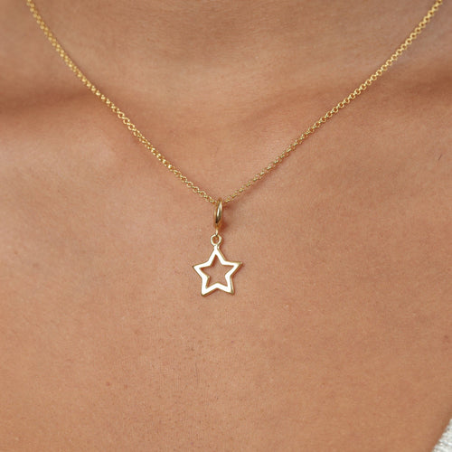 18 Carat Gold Plated 14mm Open Star Charm