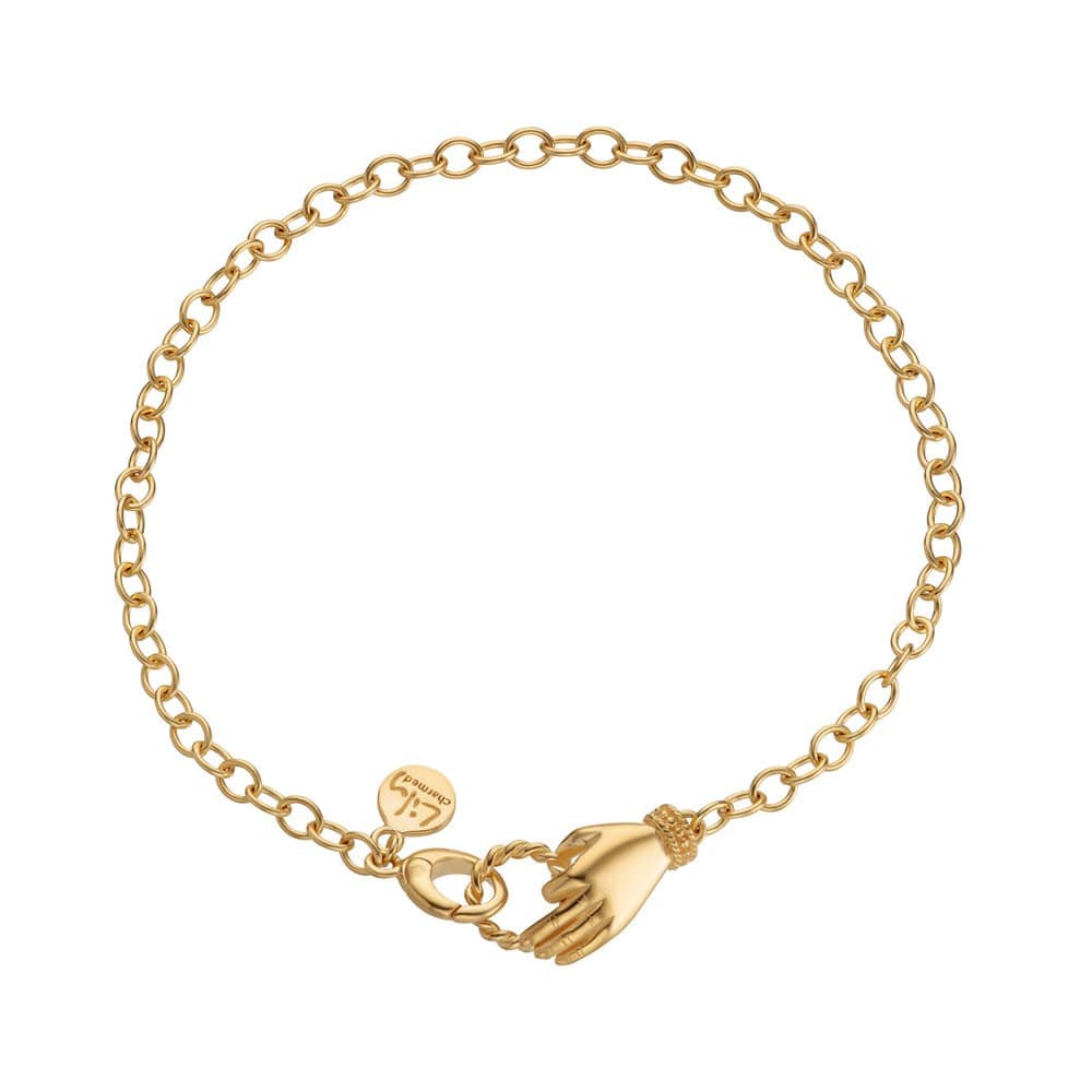 Sterling Silver Charm Bracelet with 18ct Gold Plating and Hand Motif