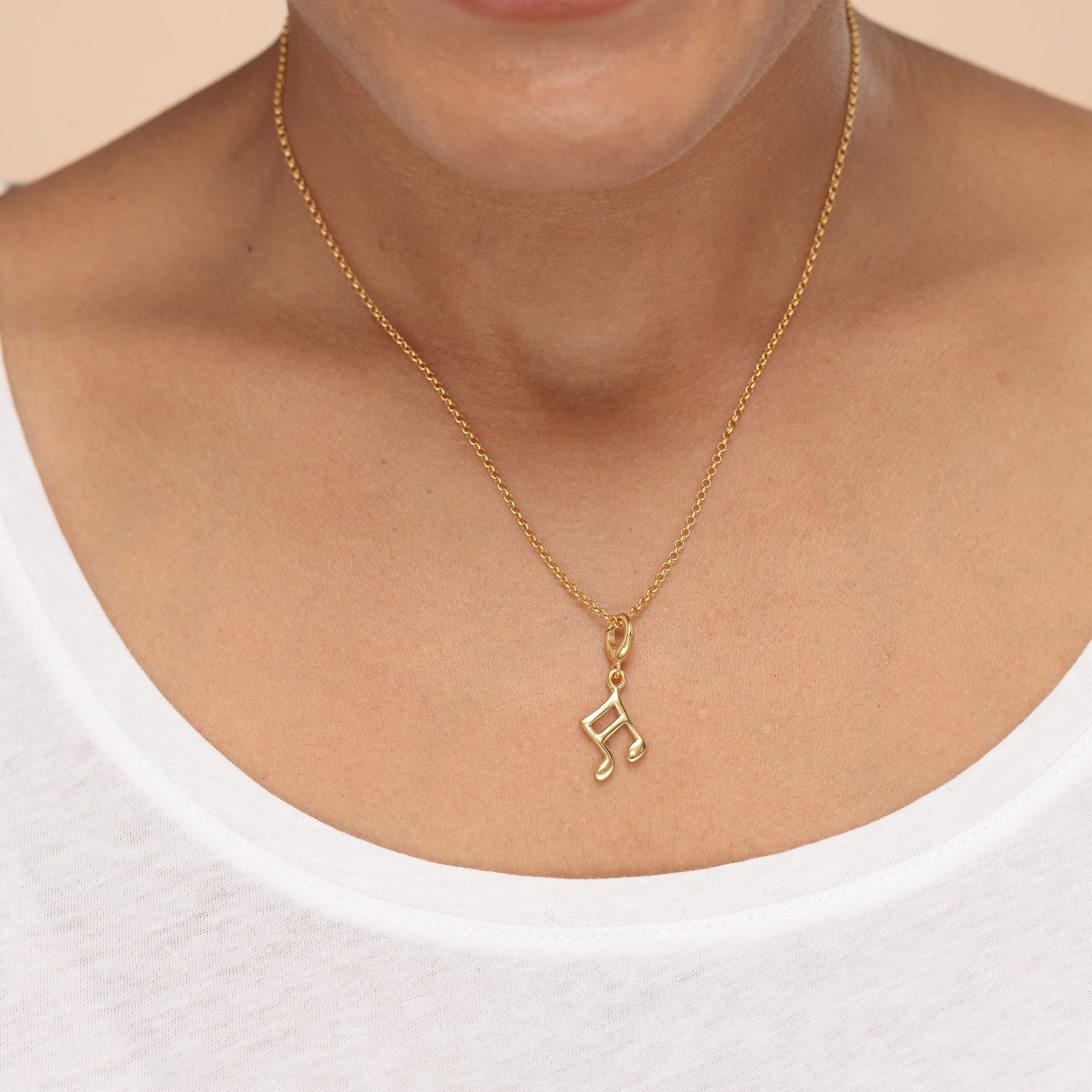 Gold-Plated Sterling Silver Necklace with 13x13mm Music Note Charm