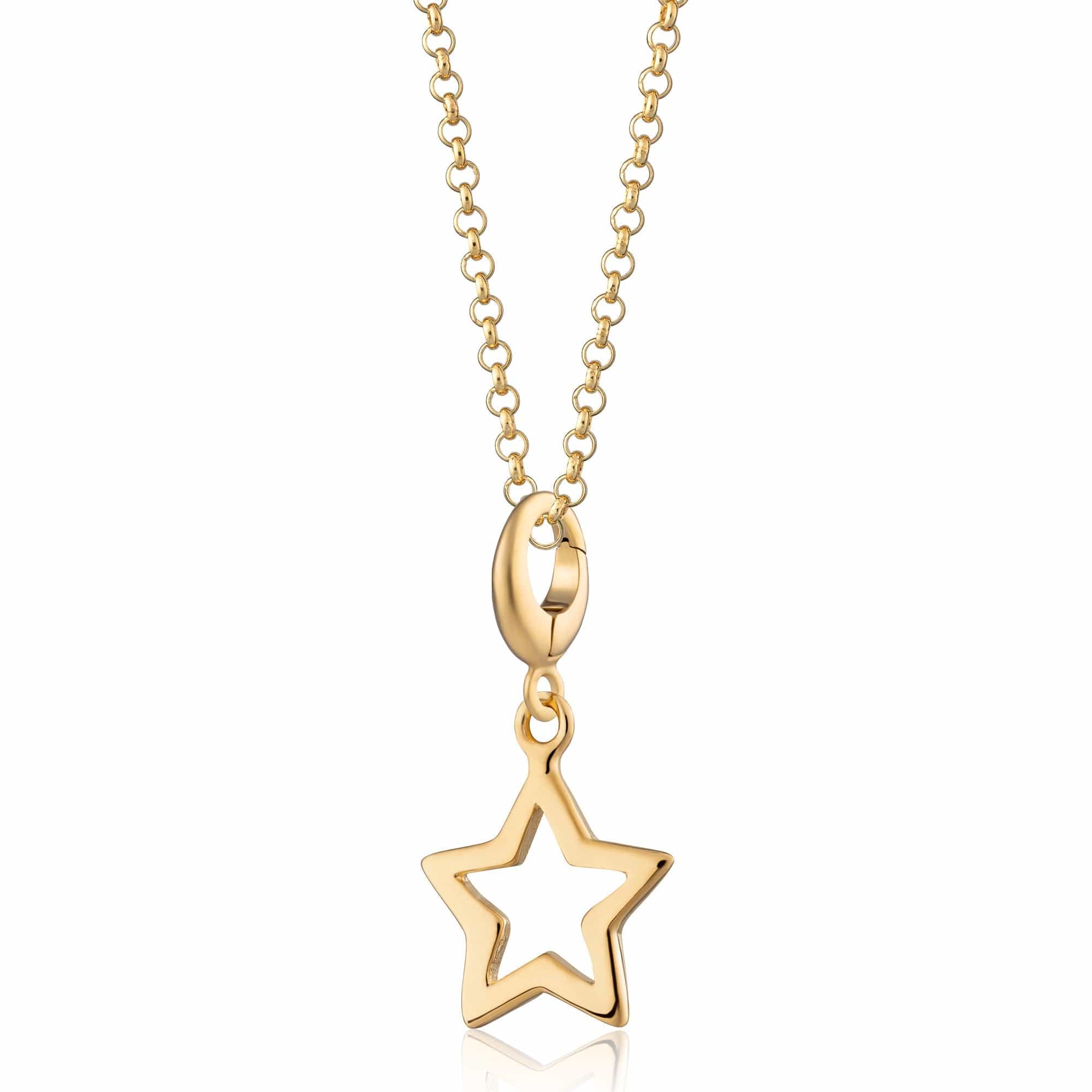18ct Gold-Plated Sterling Silver Necklace with Starry Openwork Pendant