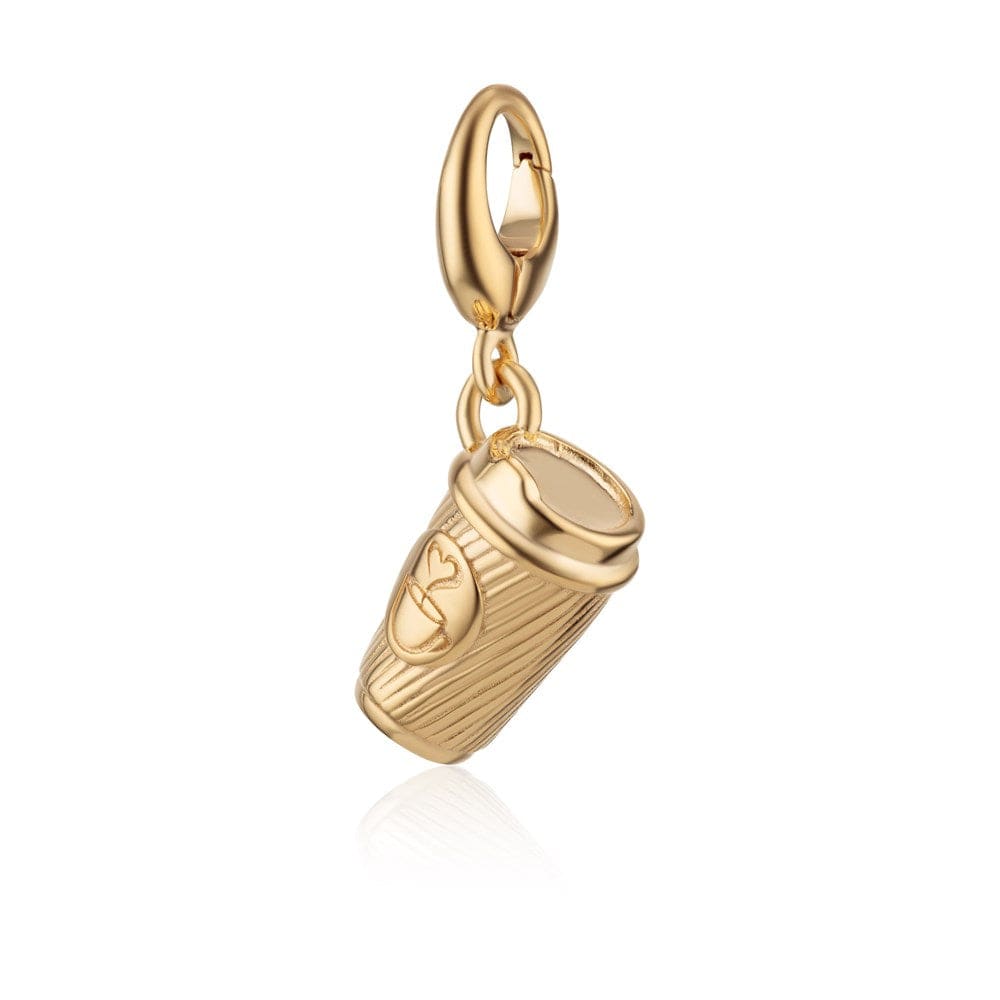 18ct Gold Plated Sterling Silver Coffee Cup Charm Necklace